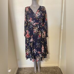 Blue floral dress size XL long sleeve